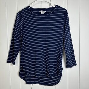 Tommy Bahama Women's Ashby Isles Metallic Stripe 3/4 Sleeve T-shirt Size Small